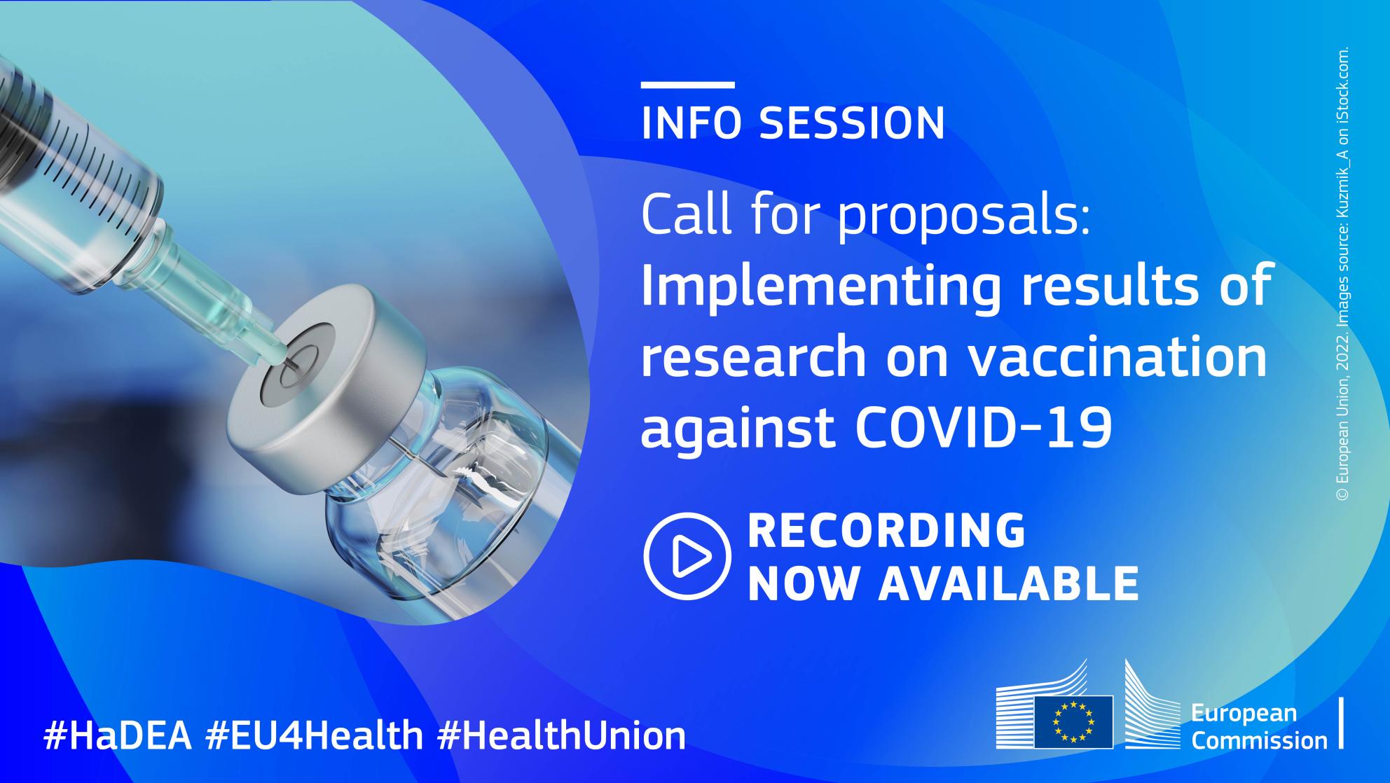 Recording now available: info session on EU4Health call on vaccination against COVID-19